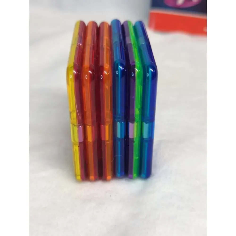 Magformers Basic Rainbow Set Multicolor Magnetic Tiles 14 Piece Instruction Book